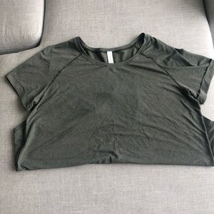 lululemon open up tie back tee green size 10